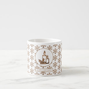 Snowflakes White and Gold Christmas Candles Holly Espresso Cup