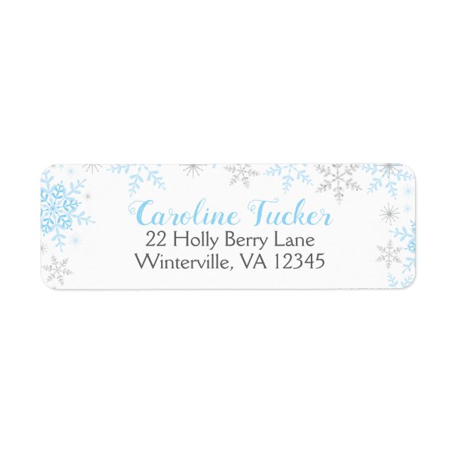 Snowflakes Winter Baby Boy Shower Blue Silver (Front)