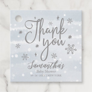 Snowflakes Winter Boy Baby Shower Thank You Favour Tags
