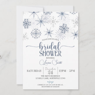Snowflakes Winter Bridal Shower Invitation