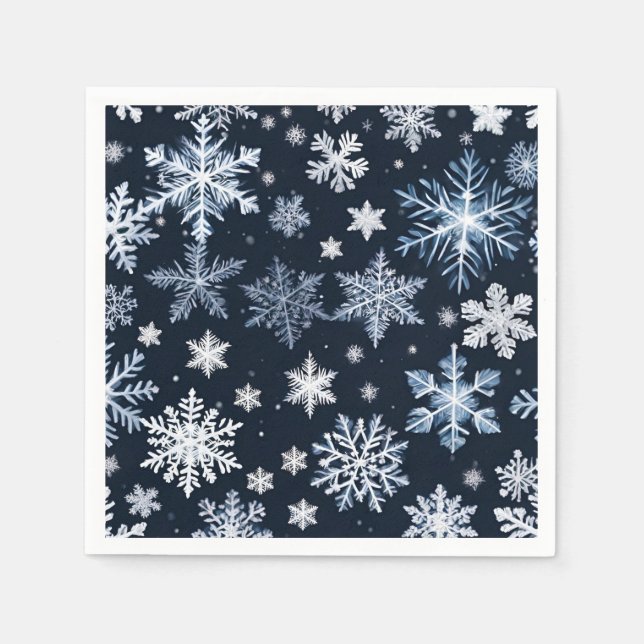 Snowflakes Winter Design Blue Cold Cute Napkin (Front)