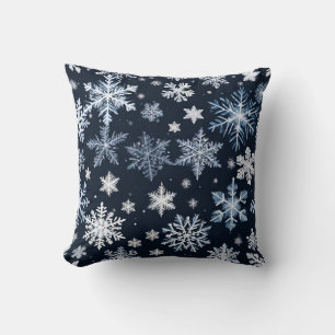 Snowflakes Winter Design Blue Cold Cute Throw Pillow