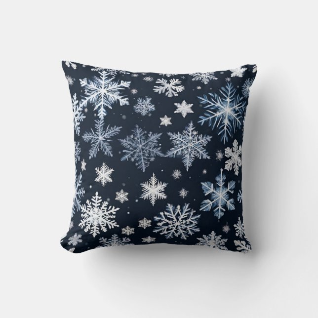Snowflakes Winter Design Blue Cold Cute Throw Pillow (Front)