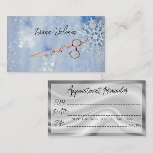 Snowflakes Winter Hairdresser Appointment Reminder Business Card