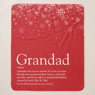 Snowflakes Winter Holiday Grandpa Grandad Papa Sherpa Blanket