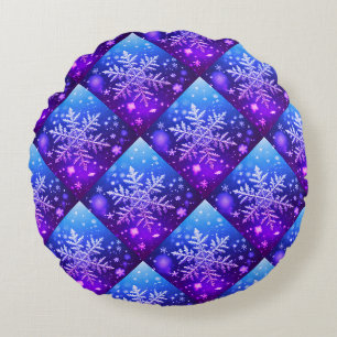 Snowflakes / Winter Night / Miami Round Pillow