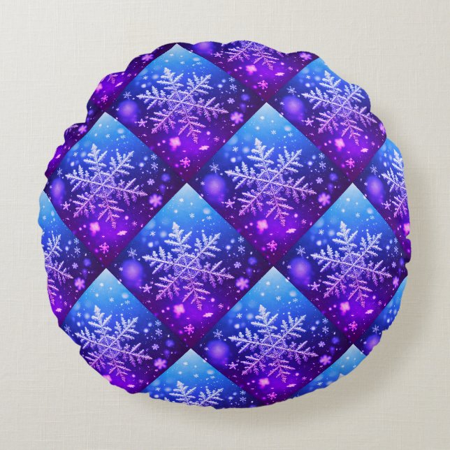 Snowflakes / Winter Night / Miami Round Pillow (Front)