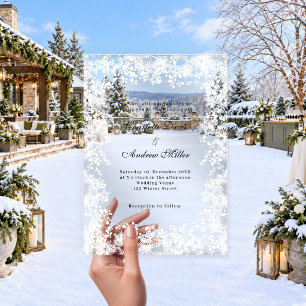 Snowflakes winter script clear wedding acrylic invitations