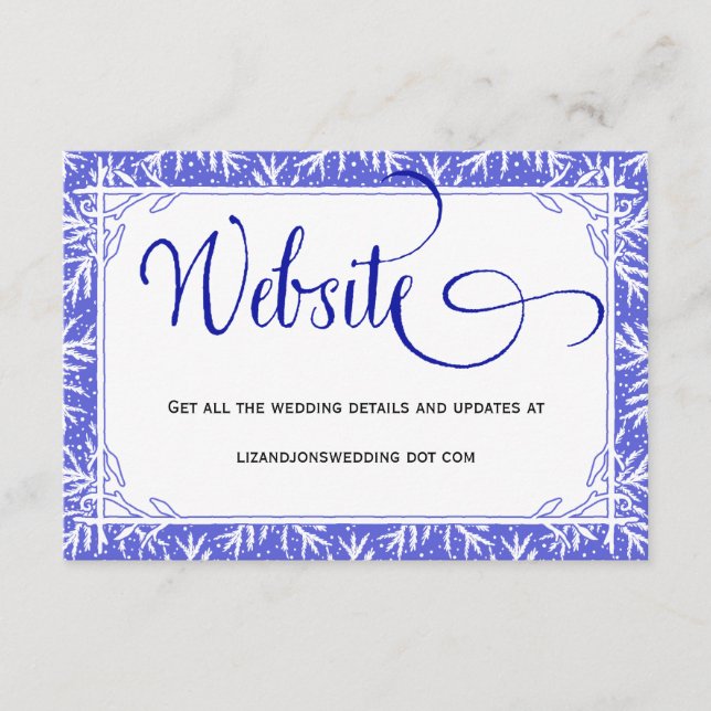 Snowflakes Winter Wedding Website Carte d'informat (Devant)
