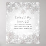 Snowflakes Winter Wonderland Wedding Order of Day  Poster<br><div class="desc">Customize with any text. Matching items are available.</div>