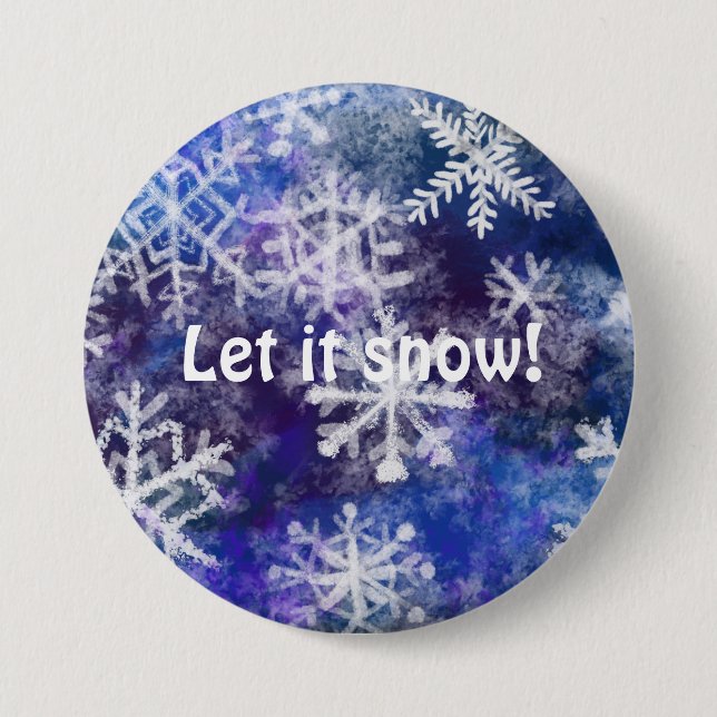 Snowflakes With blue background 3 Inch Round Button (Front)