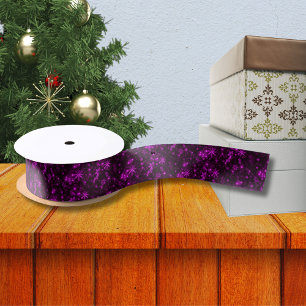 Snowflakes with Deep Purple Background Ribbon Satin Ribbon