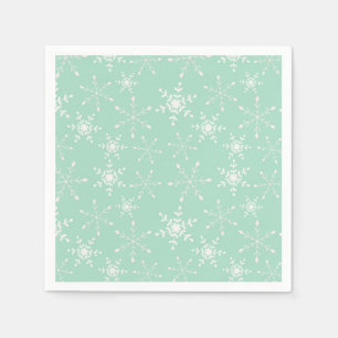 Snowflakes with light green background napkin
