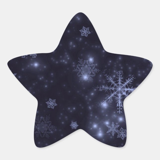 Snowflakes with Midnight Blue Background Star Sticker (Front)