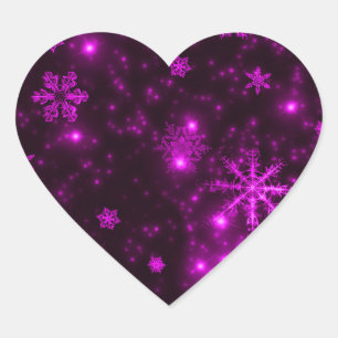 Snowflakes with Purple Background Heart Sticker