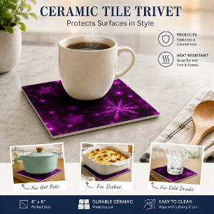 Snowflakes with Purple Background Tile