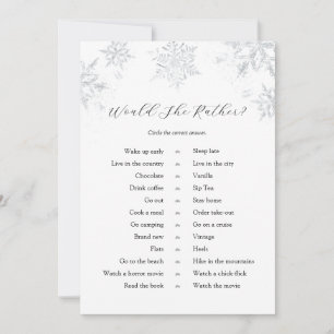 Snowflakes Would She Rather Game Card