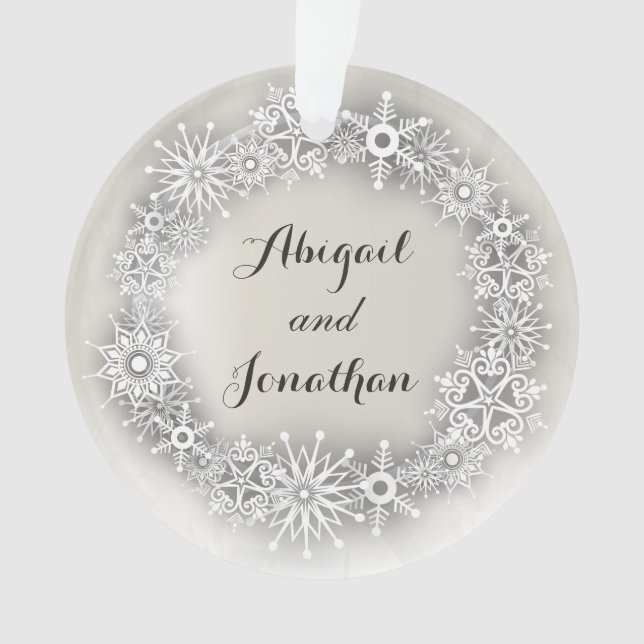 Snowflakes Wreath Personalized Christmas Ornament (Front)