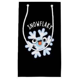 Snowflaky Funny Snow Flake Pun Dark BG Small Gift Bag