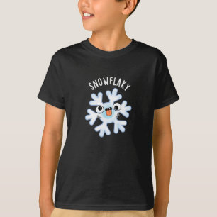 Snowflaky Funny Snow Flake Pun Dark BG T-Shirt