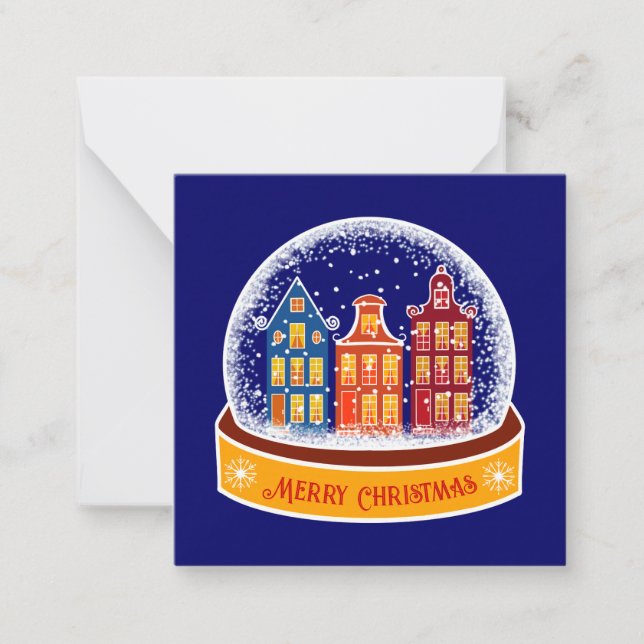 Snowglobe Amsterdam Village Mini Christmas Card (Front)