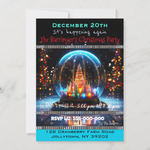 Snowglobe elegant Annual  Christmas Party Invitation