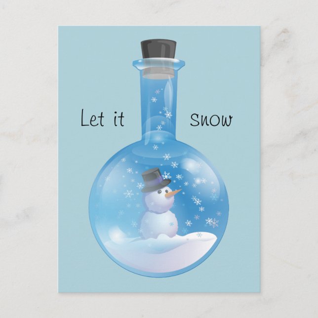 Snowglobe flask holiday postcard (Front)