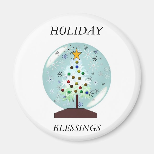 snowglobe holiday magnet (Front)