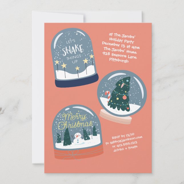 Snowglobe Holiday Party Invitation (Devant)