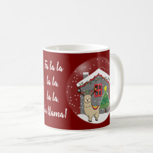 Snowglobe Llama with Christmas Tree & House Coffee Mug