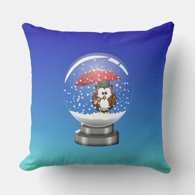 snowglobe owl throw pillow (Front)