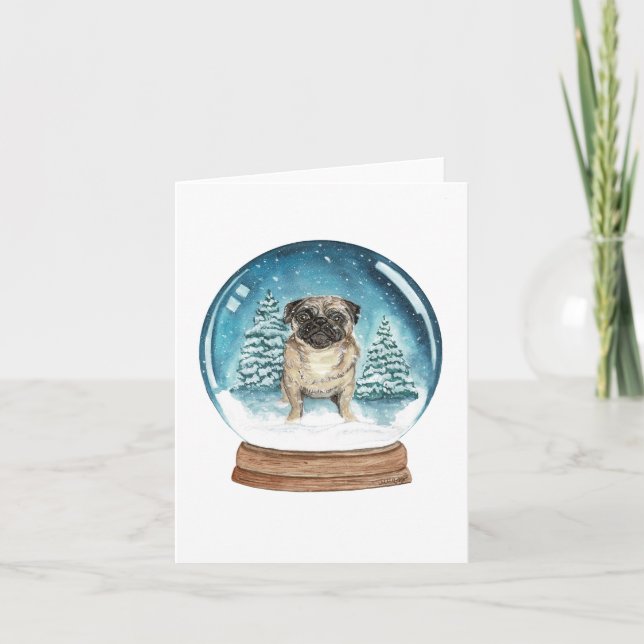 Snowglobe Pug Notecard (Front)