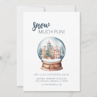 Snowglobe Snow Much Fun Christmas Party Invitation