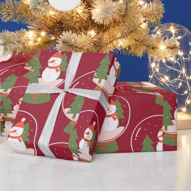 Snowglobe Snowman Christmas Wrapping Paper (Holidays)