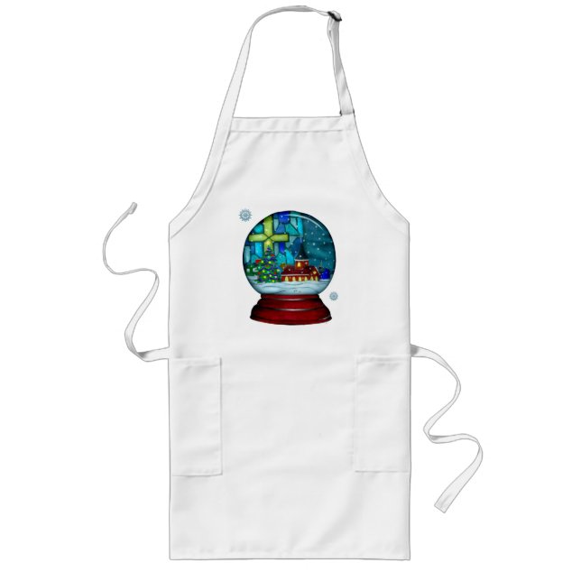 Snowglobe Whimsey Catholic Holiday Long Apron (Front)