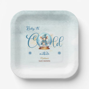 Snowglobe Winter Theme Baby Shower Paper Plate