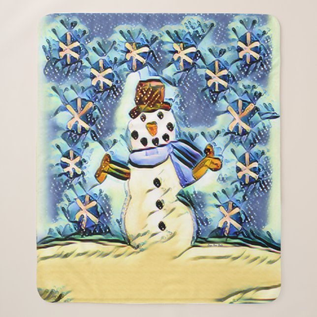 Snowie Snowman Sherpa Blanket (Front)