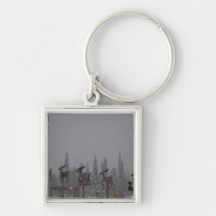Snowing Blizzard Snow Snowflake Frozen Ice Santa Keychain