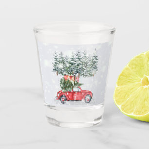 Snowing Red Car Christmas Tree and Gifts, ZSSP Shot Glass