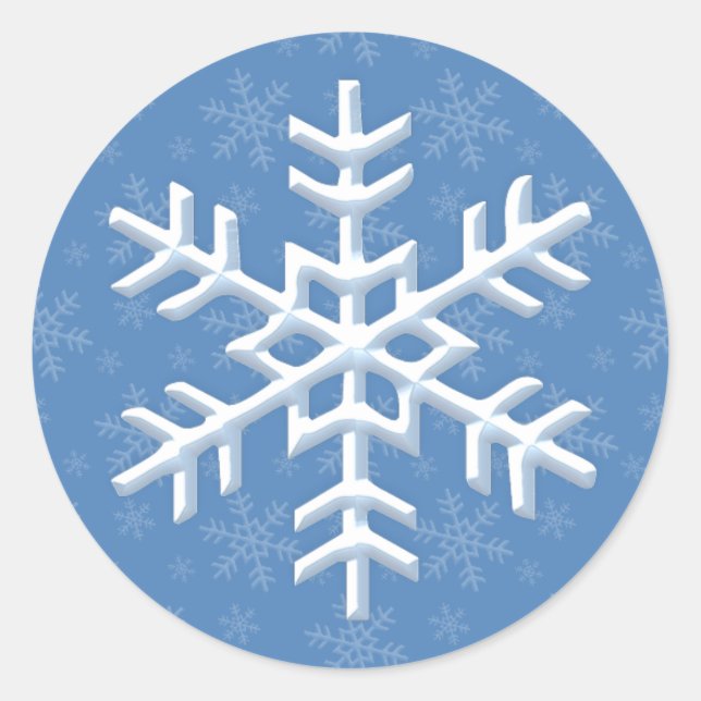 Snowing Snowflake Blue Winter Holiday Stickers (Front)