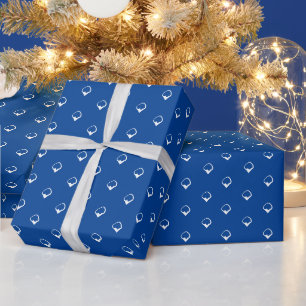 Snowing - White Snowflakes blue Winter gift Wrapping Paper