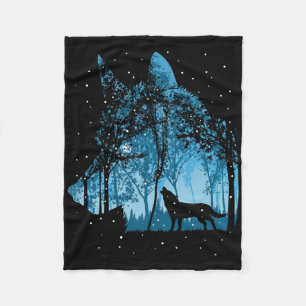Snowing Wolves Christmas Holiday Fleece Blanket