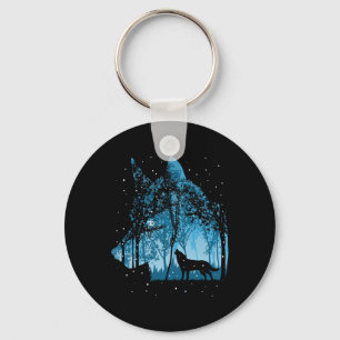 Snowing Wolves Christmas Holiday  Keychain