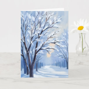 Snowkissed Forest Winter Watercolor Painting Card