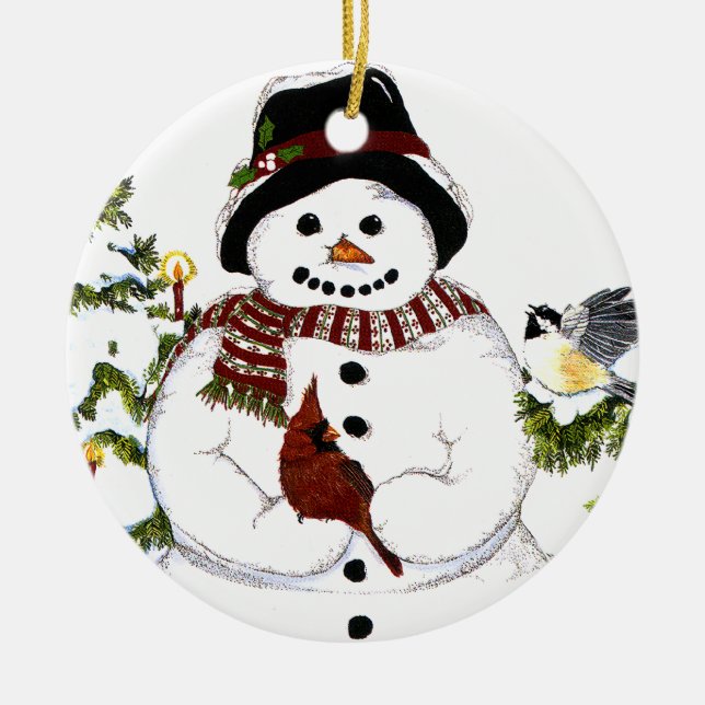 Snowlady et cardinal doux, ornement de chickadee (Devant)