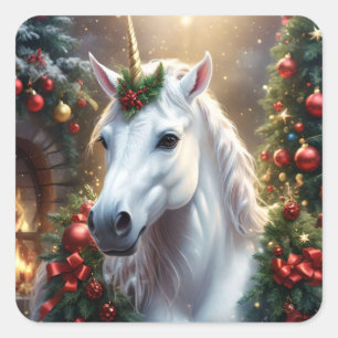 Snowlight: The Enchanted Christmas Unicorn Square Sticker