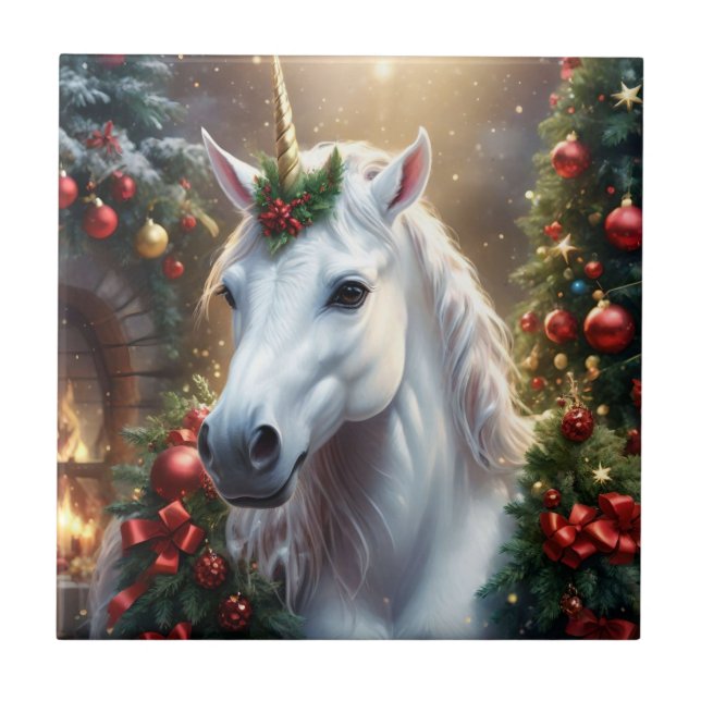 Snowlight: The Enchanted Christmas Unicorn Tile (Front)