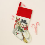 Snowman 001 christmas stocking<br><div class="desc">Graphic or a lovely snowman in vintage look</div>