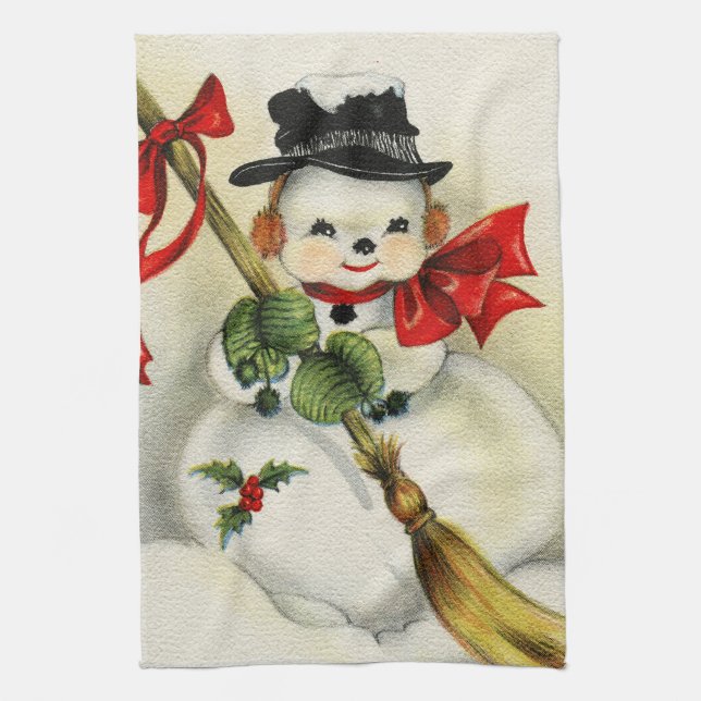 Snowman 001 kitchen towel (Vertical)