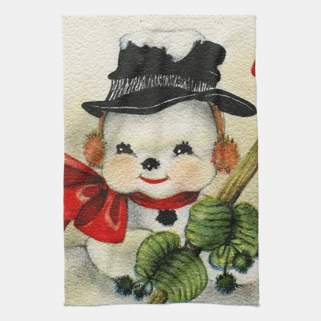 Snowman 004 kitchen towel (Vertical)